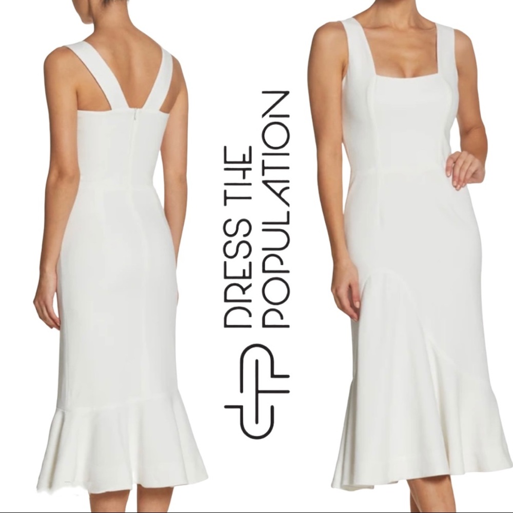 Dress the Population Monica Tea Dress White